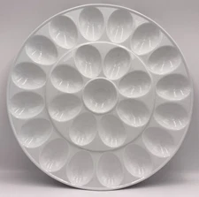 13" Deviled Egg Platter 24 Count White Porcelain