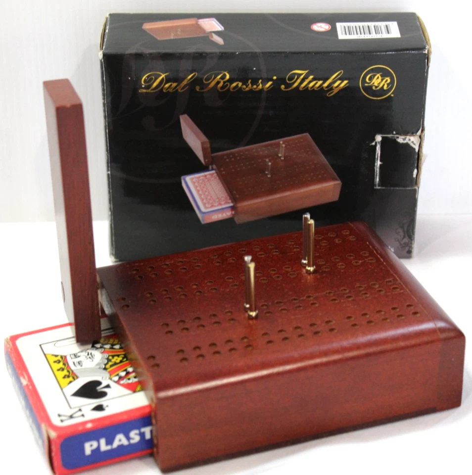 Play Card Games Cribbage Wood Dal Rossi Italy Bicycle Spades Rummy Canasta Caddy - Image 3 of 4