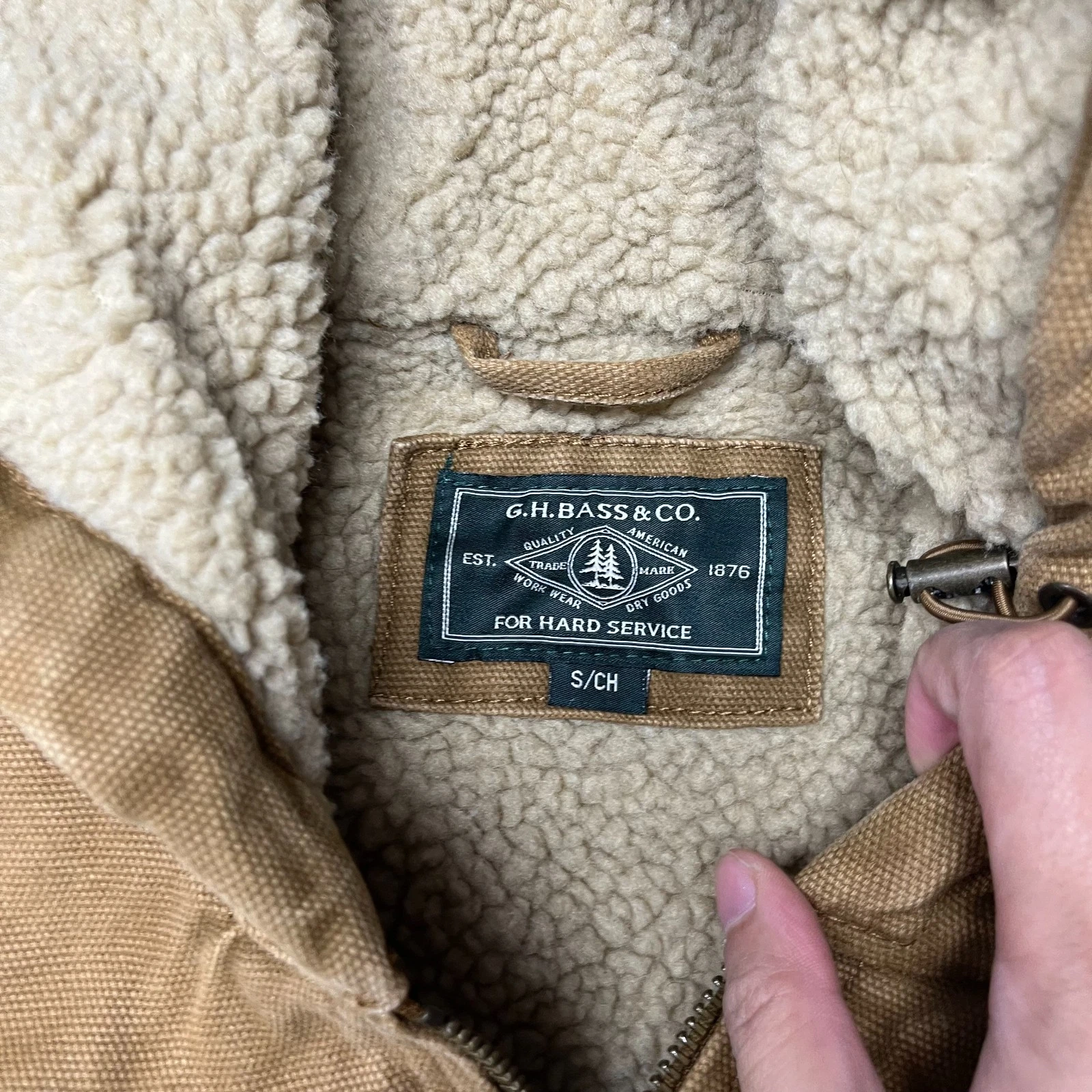 G.H. Bass & Co. Men's Jacket Size S Brown Duck Canvas Sherpa Lined Workwear image 6