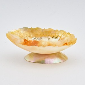 Antique Mother of Pearl Shell Souvenir Salt Cellar Footed Scalloped Los Angeles