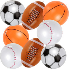 8 Pcs Giant Inflatable Sports Balls,16 Inch Blow Up Footballs Soccer Basketball