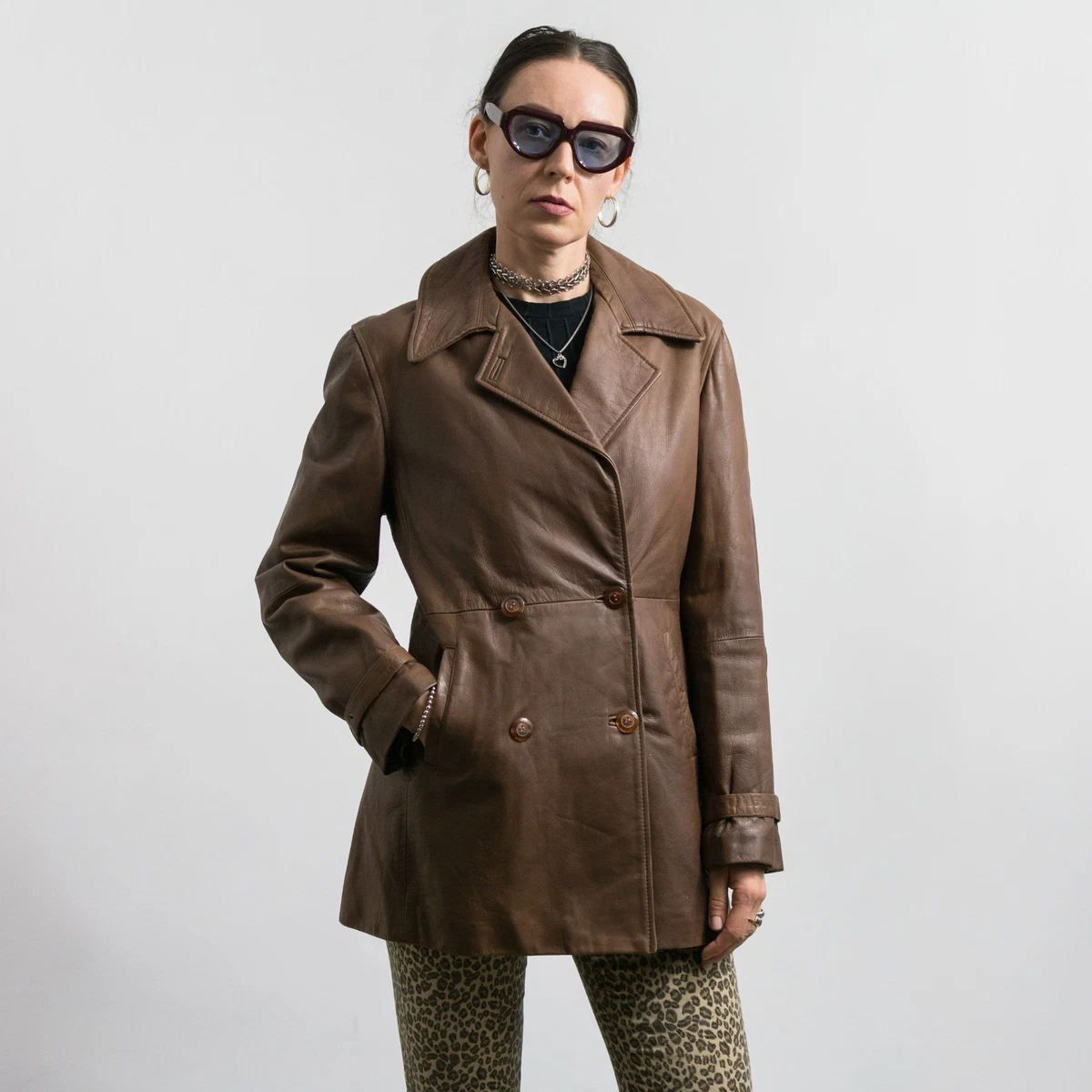 Emporio Armani Leather Outer Shell Coats, Jackets & Vests for