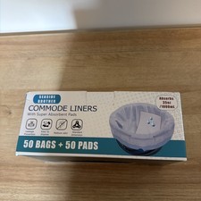 50 Pack Commode Liners with 50 Absorbent Pads Universal Fit Toilet Liners