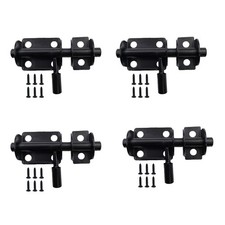 4 Pcs Double Slide Barrel Bolt Latches, Black Barrel Bolt Sliding Door Locks,...