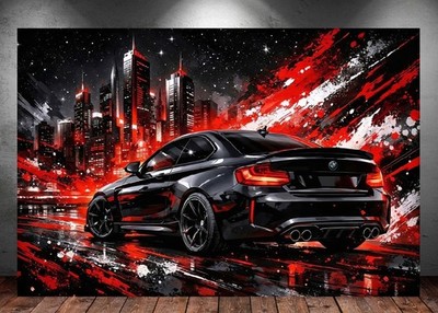 LEINWAND BILDER XXL ABSTRAKT AUTO M2 POWER POP ART SKYLINE BUNT WAND POSTER 2087