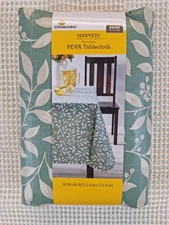 NEW Way To Celebrate Harvest Sprig Green Fall Tablecloth PEVA 60"x84"