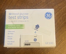 GE100 Blood Glucose Test Strips, Gold Electrode, 50 Count 11/2025  Bionime New
