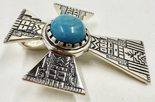 CAROLYN POLLACK RMT STERLING 925 TURQUOISE CROSS TRIBAL PENDANT ENHANCER (T637) - Bild 5 von 8
