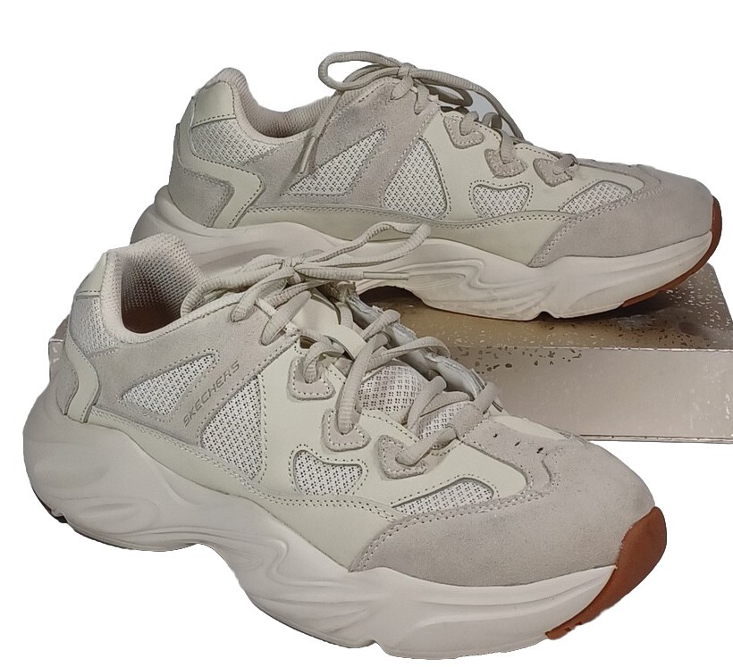 Skechers Airy Men's Beige Low Top Suede Athletic Trainer Shoes