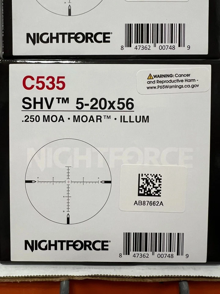 NIGHTFORCE SHV 5-20x56mm ZeroSet Riflescope MOAR 20 MOA Center Illumination - Image 2 of 4