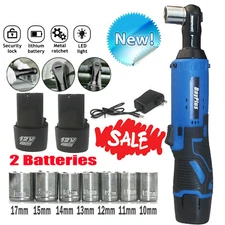 Electric Cordless Ratchet Wrench 3/8'' 12V 40Nm Power Wrench w/LED Working Light