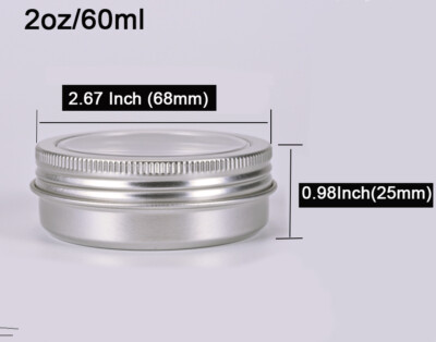 Aluminum Tin Clear Window Screw Top Lid Round Metal Salve Container Travel Tin