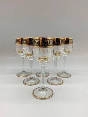 Exklusive Handbemalte Murano Likör Schnaps Gläser  6 Stk. Gold Set Italy