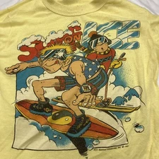 Vtg 1987 PCA Apparel Pajamas Surf On Ice Totally Radical 2 Piece Set Size 14