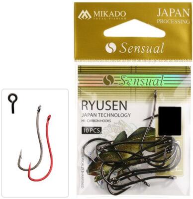 Mikado Sensula RYUSEN Meeres Öhr-Angelhaken rot oder schwarz Gr.8-1/0