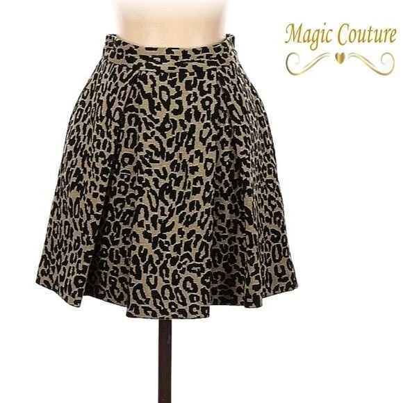 Leopard print pleated mini clearance skirt
