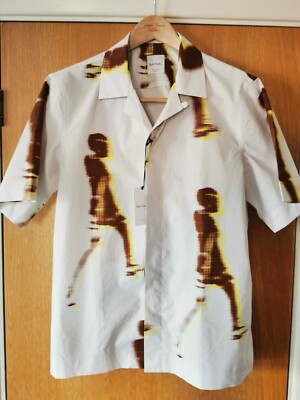 Paul Smith Mainline weißes kurzärmliges Herrenhemd Soho Größe M neu mit Etikett Walker-Druck