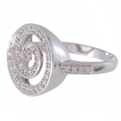 Sterling Silver Spiral Ring with Natural Diamond Accent