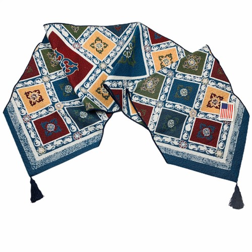 Dazzling Diamonds Geometric Shaped Diamond Squares 72" Tapestry Table Runner - 第 1/2 張圖片