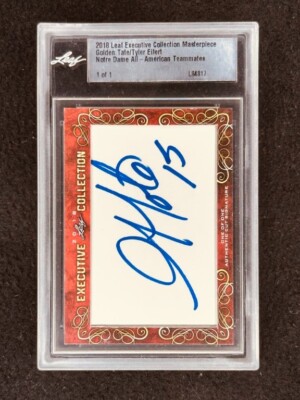 Golden Tate Tyler Eifert 2018 Leaf Masterpiece Cut Signature signed card 1/1 JSA