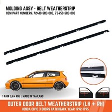Outer Door Belt Window Seal Weatherstrip Assy Fit 92-95 Honda Civic 3D Hatchback