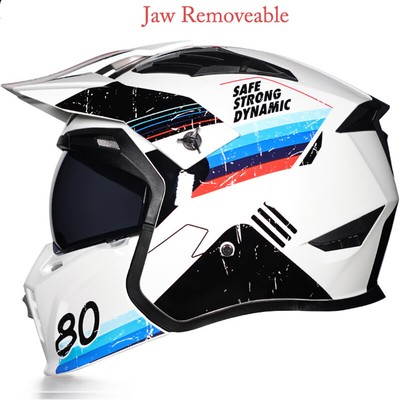 DOT Bluetooth Modular Motorcycle Helmet Dual Lens Flip Up Helmet Jaw Removed