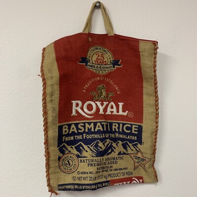 Purse Royal Basmati Rice Tote With Handles and Zipper Burlap BAG ONLY