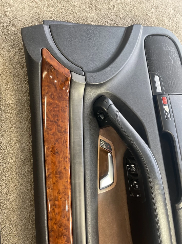 Audi A8L Quattro 2004-2010 conjunto de paneles de puertas delanteras eléctricas OEM negro/bronceado/madera Foto 4 de 4