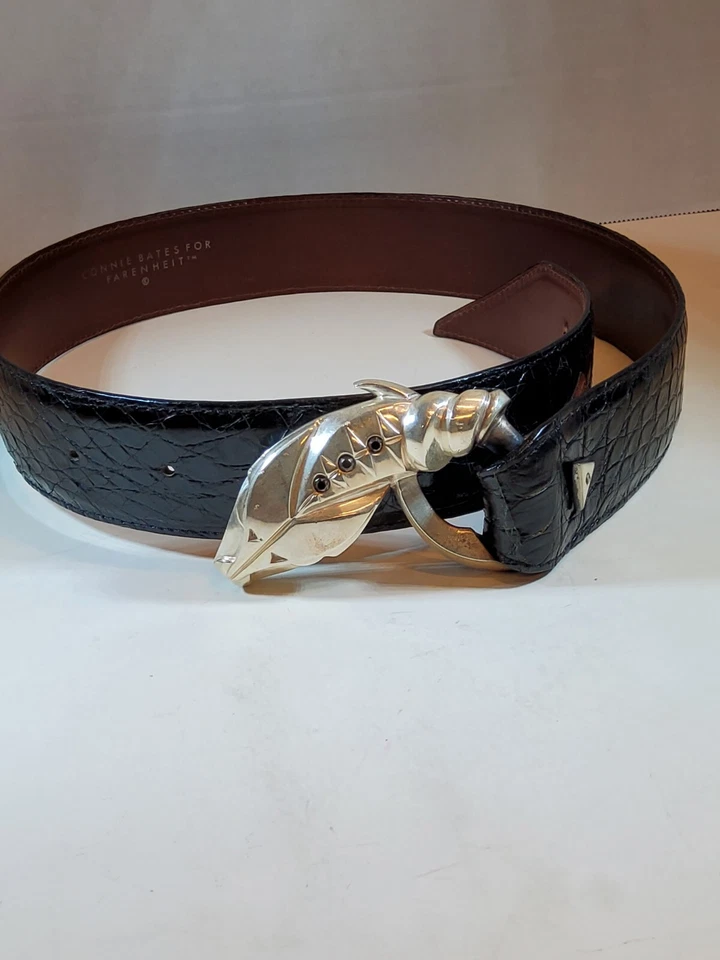 De Colección Farenheit Grande Plata Esterlina Cabeza de Serpiente Que Es 4" L Caimán Cinturón RARO Foto 3 de 4