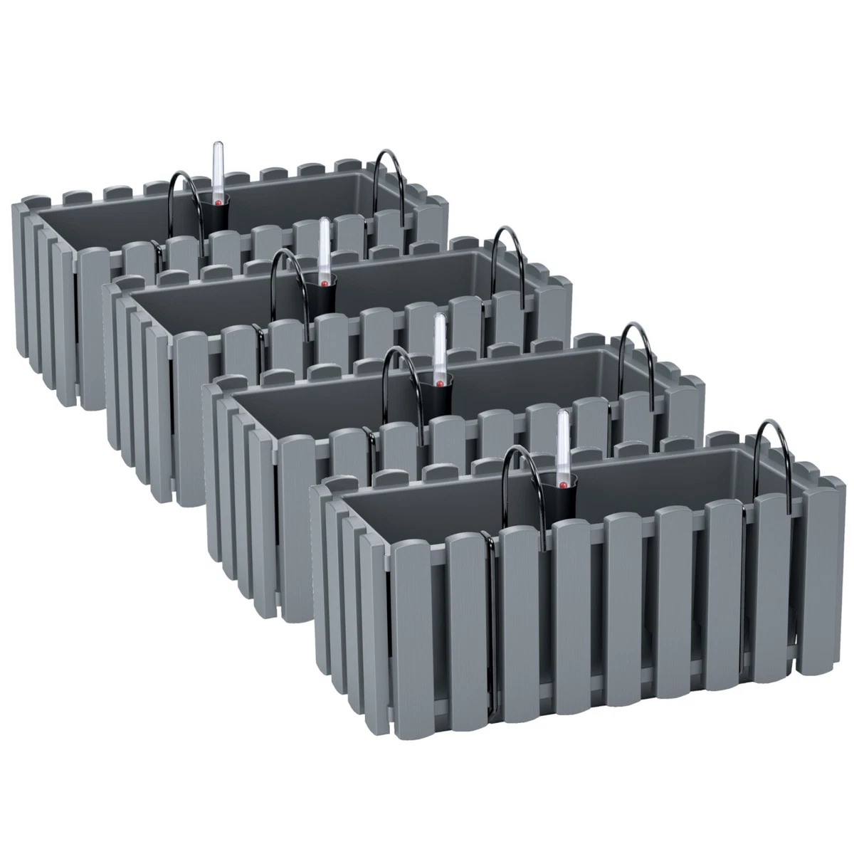 4er Set Balkon Blumenkasten mit Halterung - Grau 38x18x16,2cm  Bewsserungssystem | eBay.de