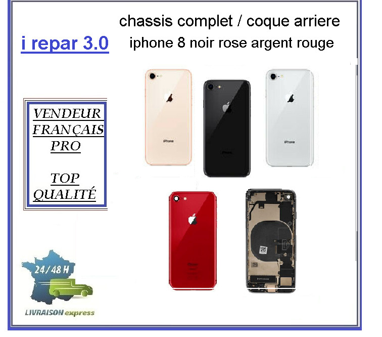 Coque pré-montée iPhone 8 arrière argent pour corriger un châssis tordu