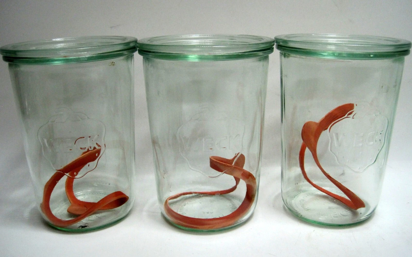 Set of 3 - Weck Rundrand-Glas 100 Clear Glass Mold Jar 1 Liter W/Seals