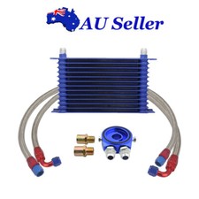 Universal 13Row 10AN Engine Transmission Oil Cooler & Filter Adapter & Hose Kit