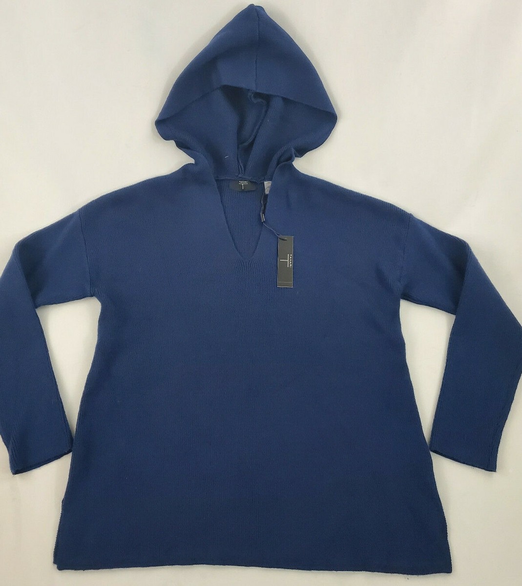 Tahari women sweater hoodie TH15314 241597 prussian blue navy sz S