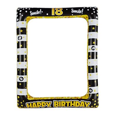 Cornice Gonfiabile Per Selfie - Buon Compleanno, Formato 71x51 Cm, In PVC Per Decorazioni Feste E Cabina Fotografica - copertina