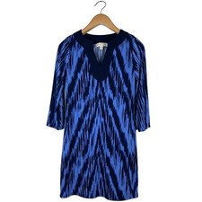 Michael Kors Women’s Size Extra Small Blue Ikat 3/4 Sleeve Dress