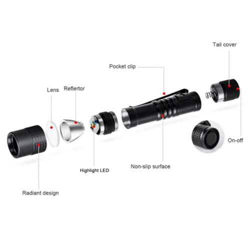 5X LED Taschenlampe Clip Mini Licht Penlight Tragbar Stift Taschenlampe Lampe Außen - Bild 6 von 10