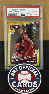 EVAN MOBLEY 2021-22 PANINI DONRUSS OPTIC THE ROOKIES GOLD PULSAR 9/10 PSA 10 RC