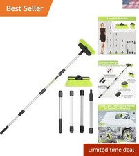65 165cm Car Wash Brush Long Handle Soft Bristle Scrub Cleaning Mop with 4 Ha...