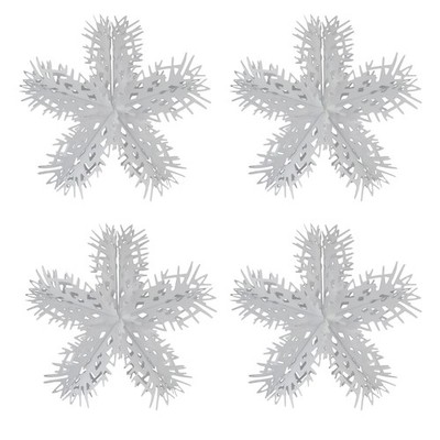 Weihnachtsfolie Deckendeko weiß - 4er Set 40 cm Starburst Schneeflocken