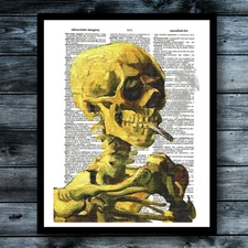 Van Gogh Smoking Skeleton Dictionary Art Print