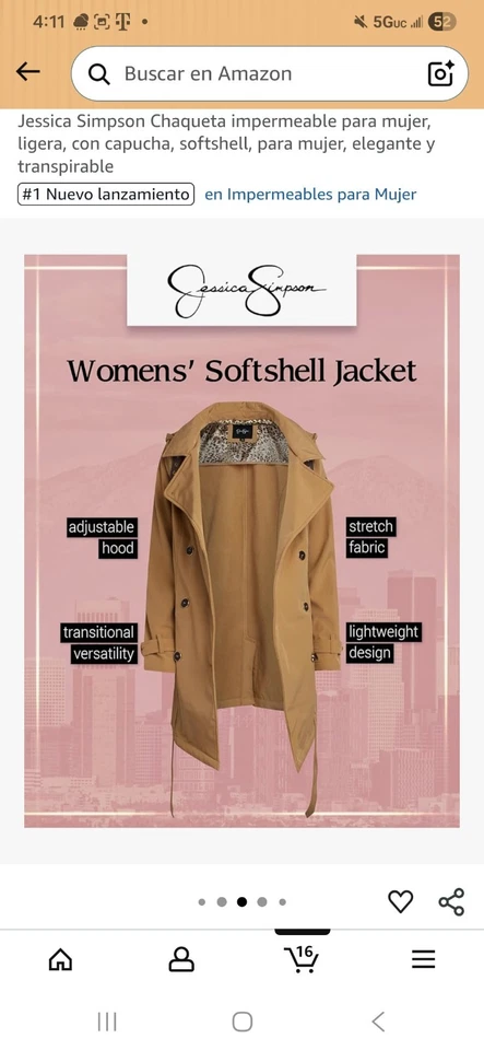 Jessica Simpson Chaqueta Impermeable para Mujer Foto 3 de 4
