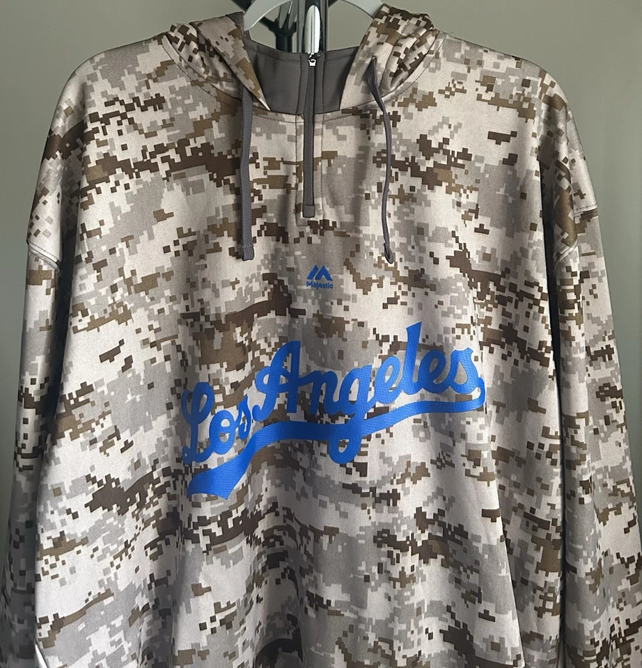 L A Dodgers Authentic Collection Camo Hoodie MLB Majestic Vintage 2014 Size 2XL - Image 4 of 4