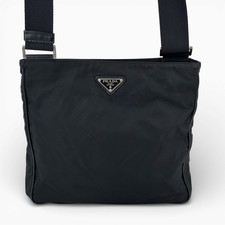Borsa a tracolla originale PRADA Milano tessuto nylon nero KA297