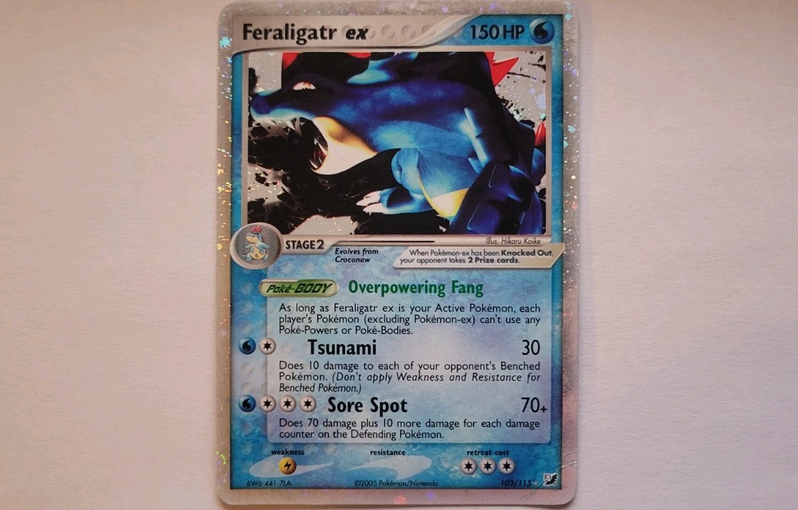 Feraligatr EX 103/115 EX Unseen Forces Holo Foil Near Mint Pokemon Card.