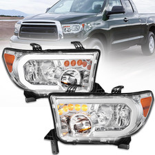 Pair LED Headlights Assembly Compatible for Toyota Tundra 2007-2013 Clear Lens/C