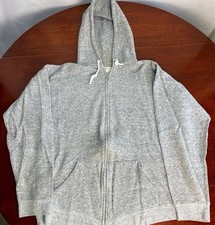Vintage 1960-70  s Full Zip Hoodie Gray Sz Mens L  YKK Zipper, Cresian Fiber USA