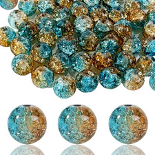100Pcs 10Mm Crackle Glass Beads for Jewelry Making - round Spacer Crystal Beads