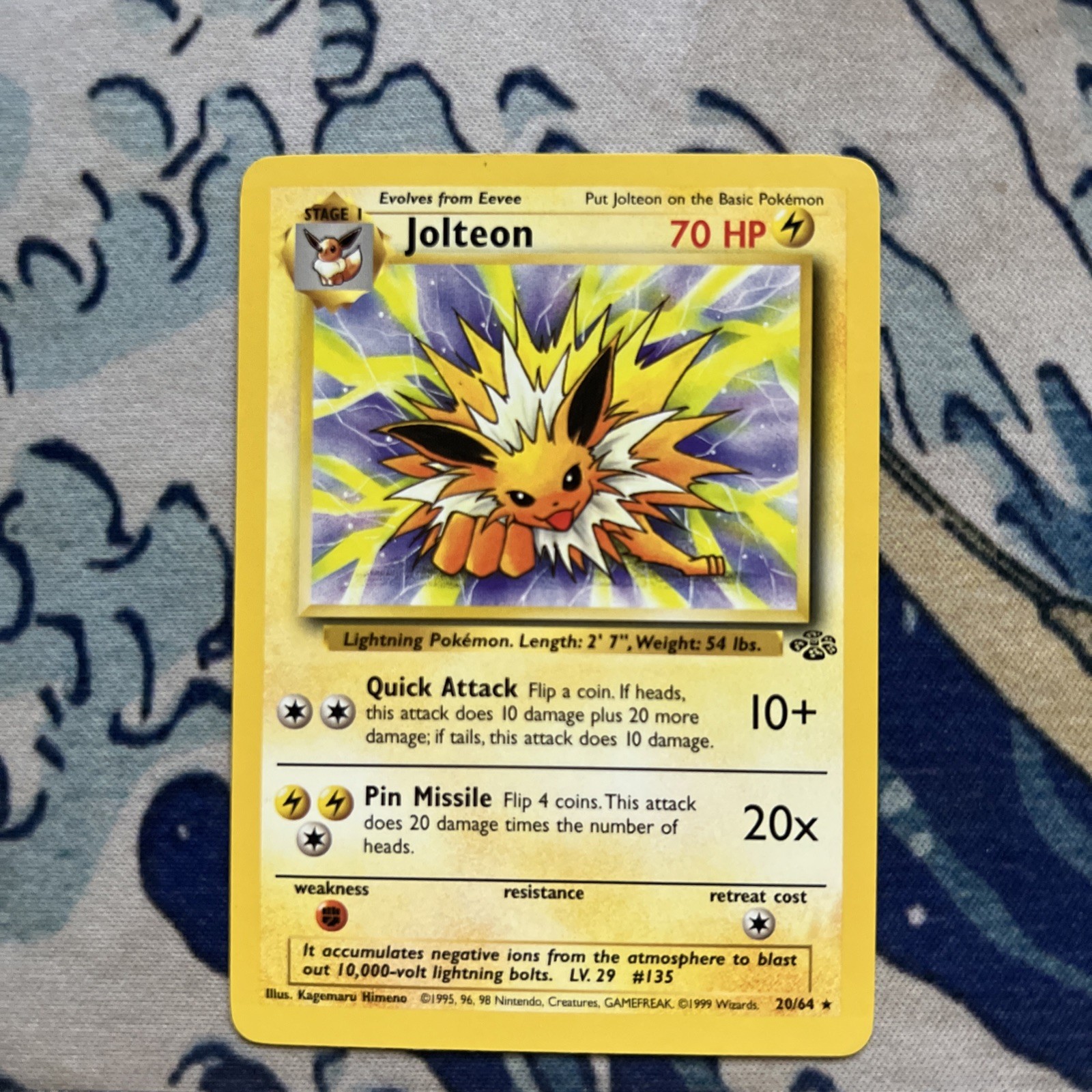 Jolteon 20/64 Jungle Regular NM near mint clean 1999 pokemon game