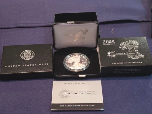 2025 Laser Engraved Proof American Silver Eagle, with Privy Mark COA OGP
